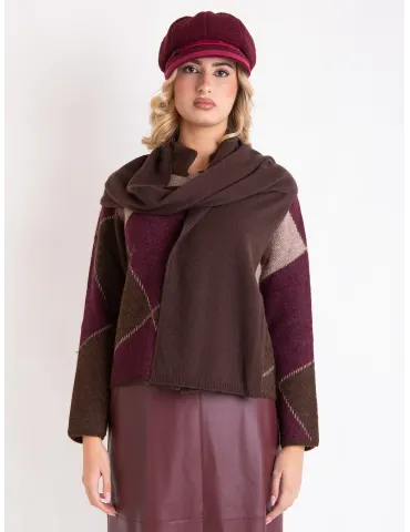 Luxurious Chocolate Brown Merino & Cashmere Knitted Scarf 2