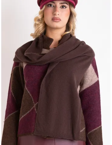 Luxurious Chocolate Brown Merino & Cashmere Knitted Scarf
