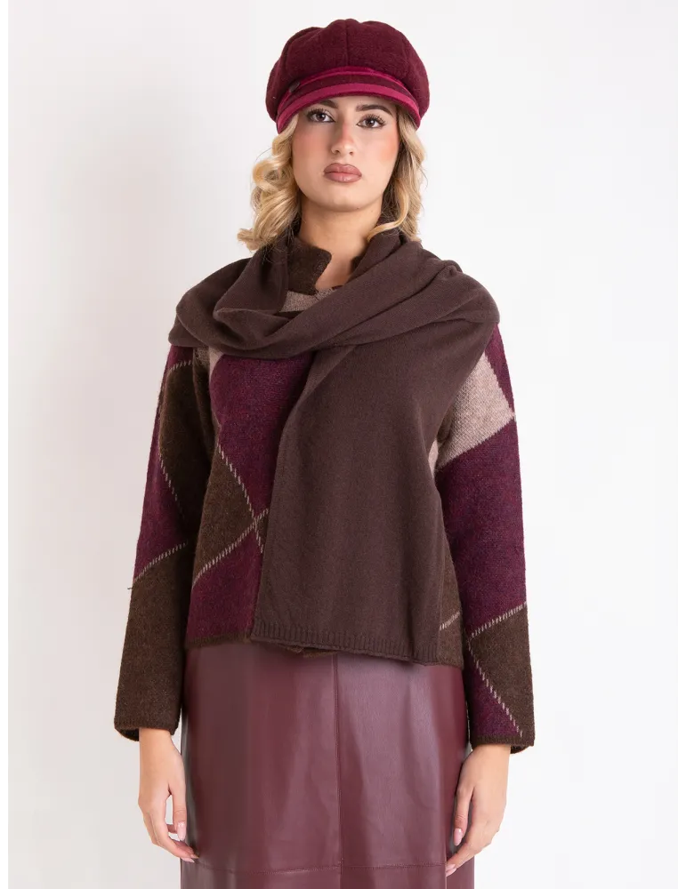 Frida Madè | Cardigan spesso lana alpaca Ballantyne bordeaux e marrone