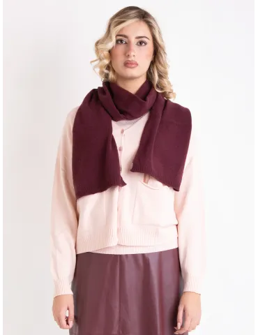 Luxurious Burgundy Merino & Cashmere Knitted Scarf 2