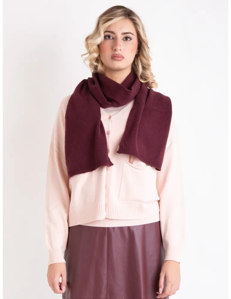 Luxurious Burgundy Merino & Cashmere Knitted Scarf