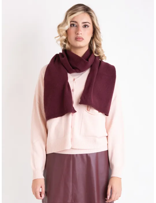 Luxurious Burgundy Merino & Cashmere Knitted Scarf