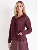 Frida Madè | Cardigan con collo e tasche in lana grossa bordeaux