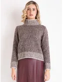Frida Madè | Maglione dolcevita in lana grossa bianco e marrone