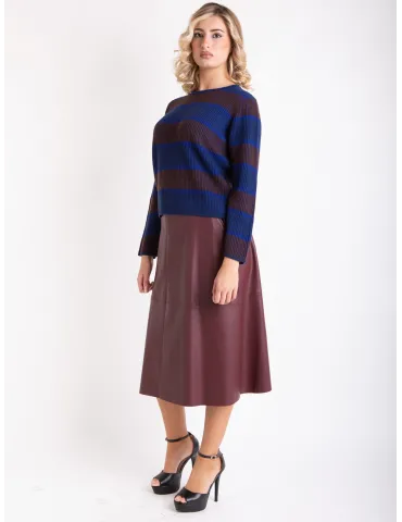 Frida M. Blue and brown merino and cashmere wool sweater 2
