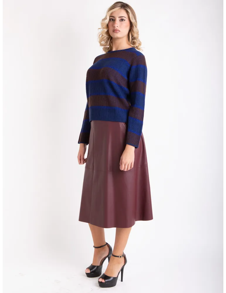 Blue and brown merino and cashmere wool sweater Frida Madè Italian luxury