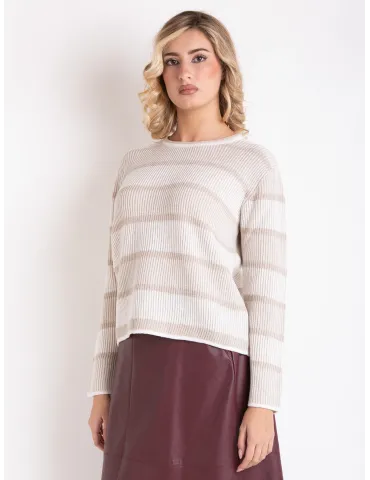 Merino & cashmere wool sweater with golden lurex thread