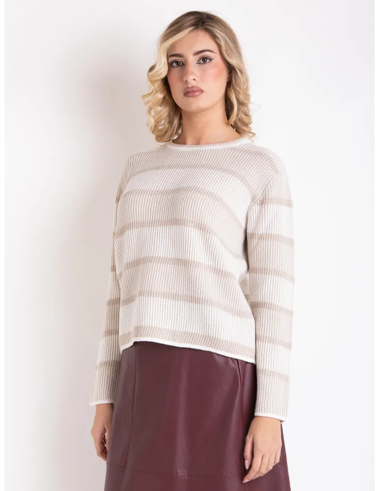 Frida Madè | Maglione a coste vaniglia e oro lurex in merino e cashmere Frida Madè | Maglione a coste vaniglia e oro lurex in merino e cashmere