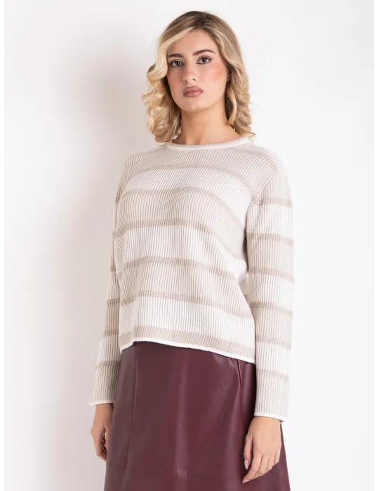 Vanilla & Gold merino and cashmere wool sweater Frida Madè Italian luxury Vanilla & Gold merino and cashmere wool sweater Frida Madè Italian luxury