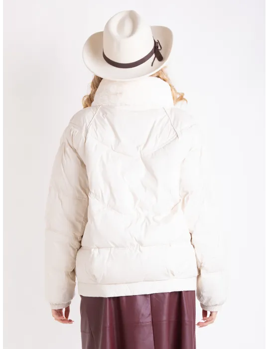 Plussize milky white Padded Coat jacket with Fur Collar Warmth & Style
