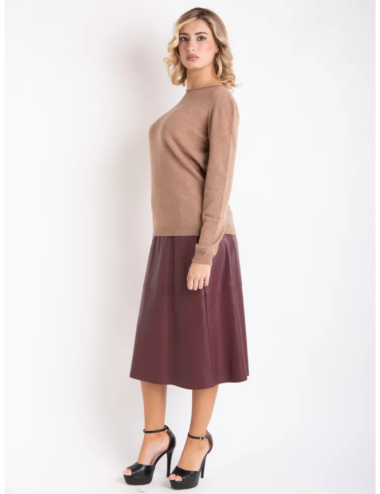 Volpato Italy | Camel brown pure cashmere sweater plus size available