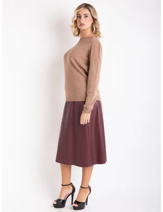 Volpato Italy | Camel brown pure cashmere sweater plus size available