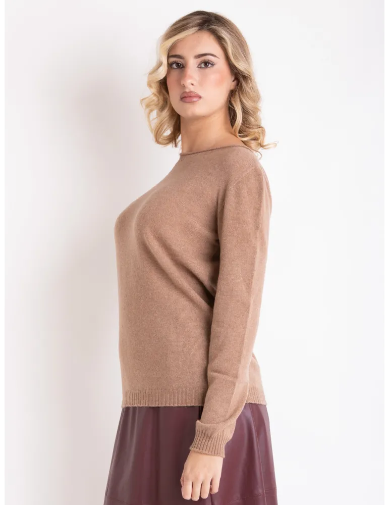 Volpato Italy | Camel brown pure cashmere sweater plus size available