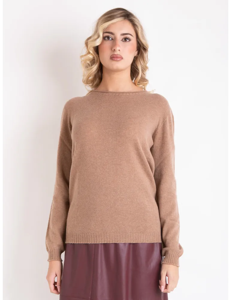Volpato Italy | Camel brown pure cashmere sweater plus size available
