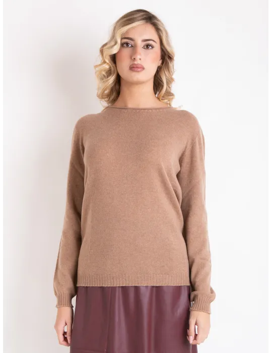 Volpato Italy | Camel brown pure cashmere sweater plus size available