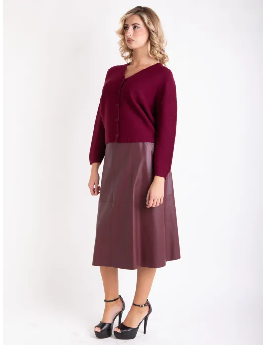 Volpato Maglieria | Cardigan pura lana bordeaux linea pulita