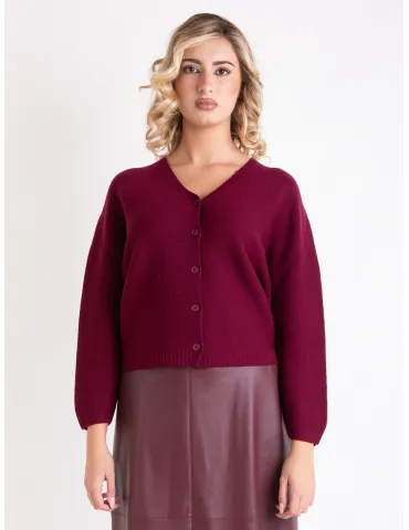 Volpato bordeaux pure wool knitted short jacket