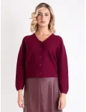 Volpato Maglieria | Cardigan pura lana bordeaux linea pulita