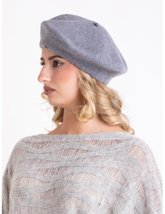Light blue and grey melange wool beret by Complit