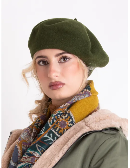 Military green wool beret by Complit