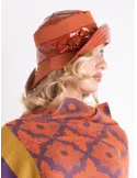 Orange Cloche Hat in Matte and Glossy Technical Fabric