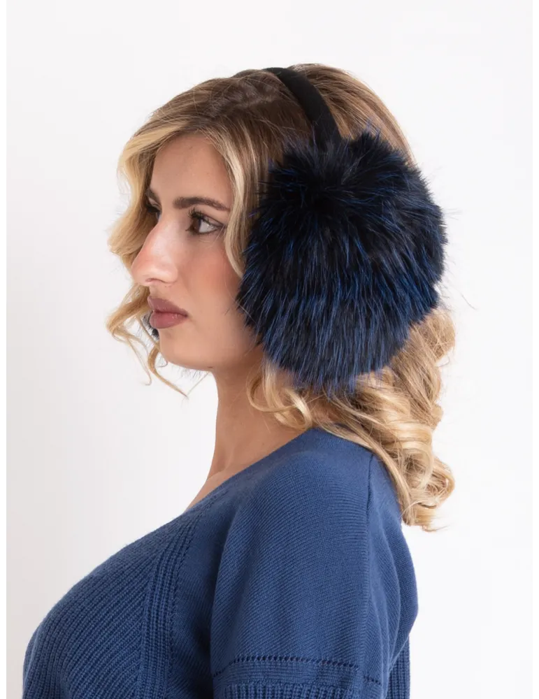 Cappelli donna Complit | Paraorecchie con pon-pon di pelliccia blu
