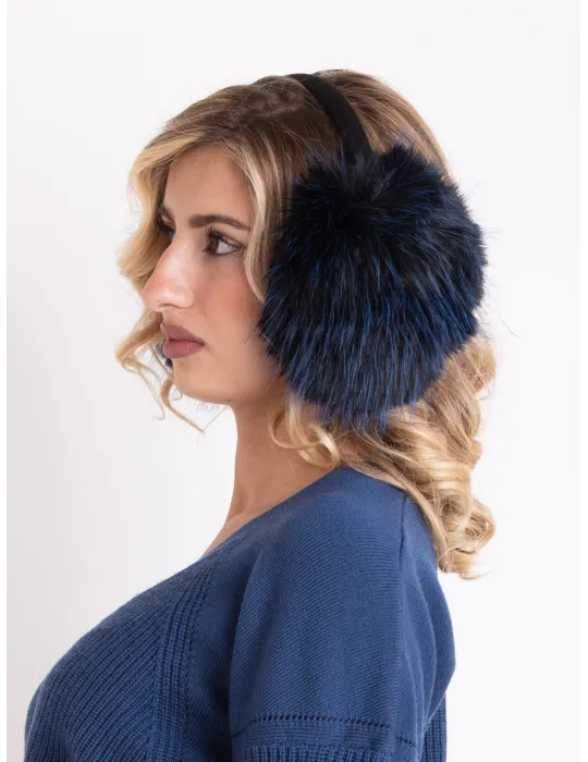 Cappelli donna Complit | Paraorecchie con pon-pon di pelliccia blu