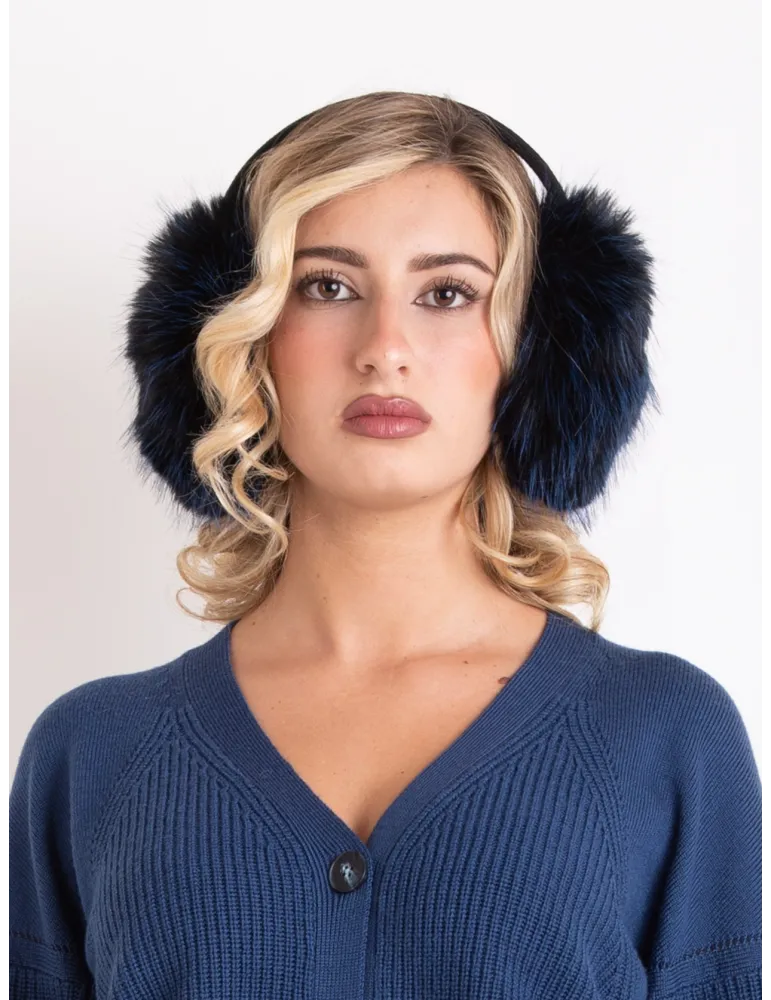 Cappelli donna Complit | Paraorecchie con pon-pon di pelliccia blu