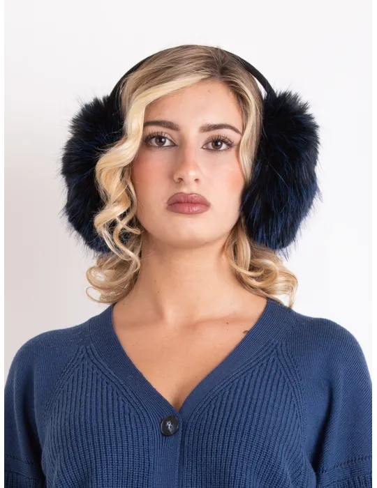 Cappelli donna Complit | Paraorecchie con pon-pon di pelliccia blu