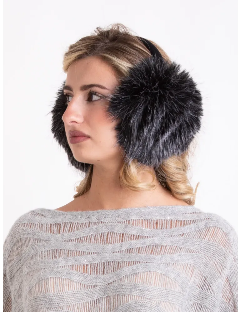Cappelli donna Complit | Paraorecchie con pon-pon di pelliccia nera