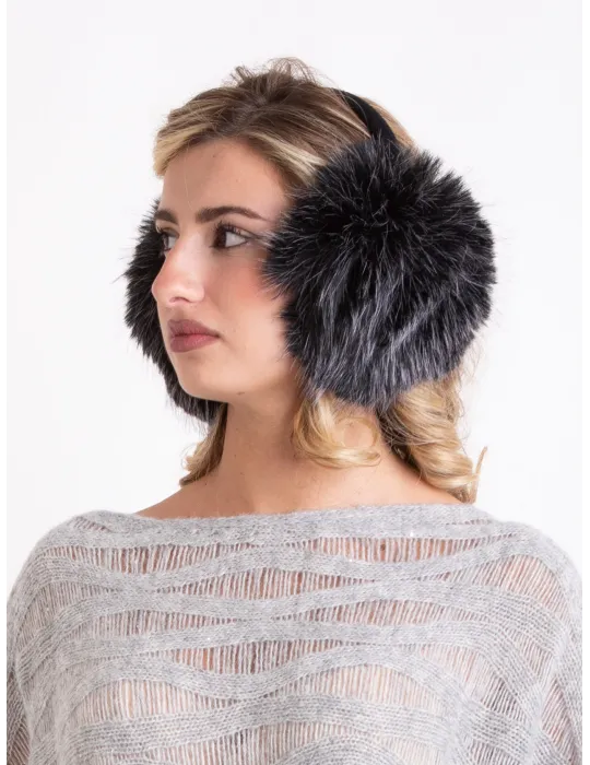 Cappelli donna Complit | Paraorecchie con pon-pon di pelliccia nera
