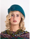 Petrol green felt flat cap with asymmetric brim by Complit