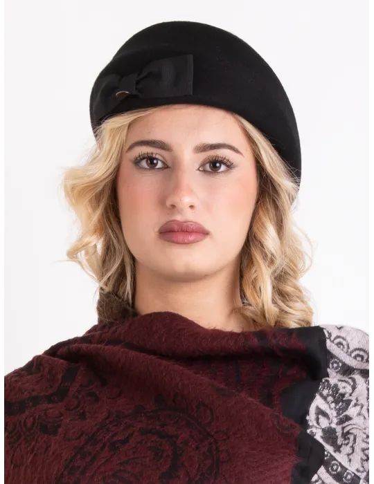 Black felt flat cap with asymmetric brim by Complit