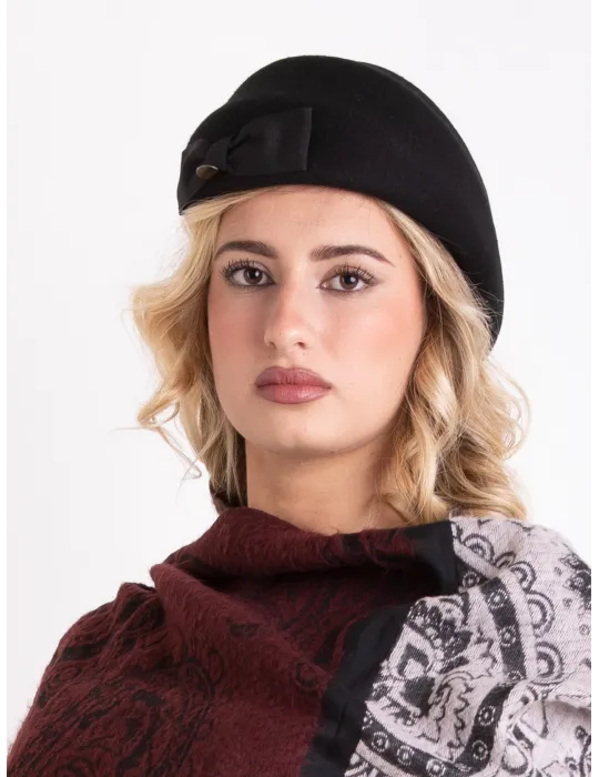 Black felt flat cap with asymmetric brim by Complit