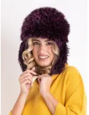 Purple Leather Aviator Hat with Faux Fur Ushanka Flaps