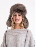 Complit Brown Leather and Faux Fur Ushanka Pilot Hat