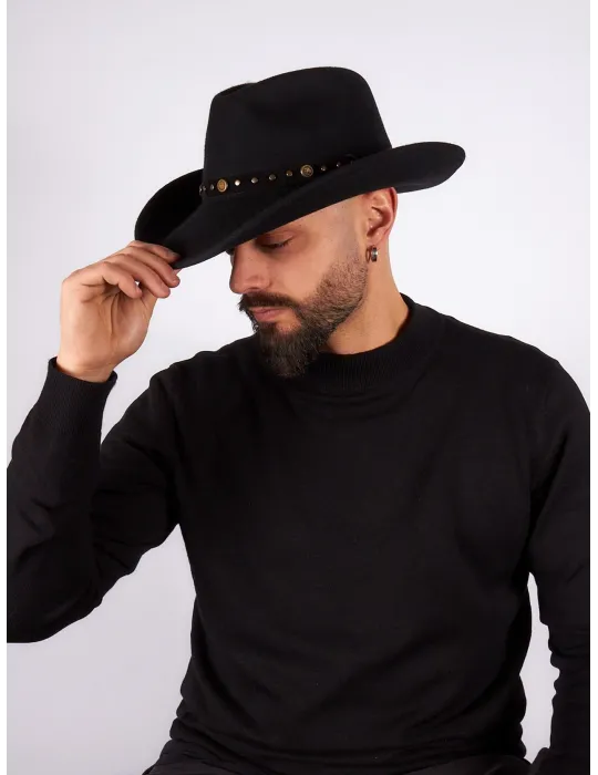 Complit Fashion Hats | Cappello Cowboy in feltro di lana nero unisex