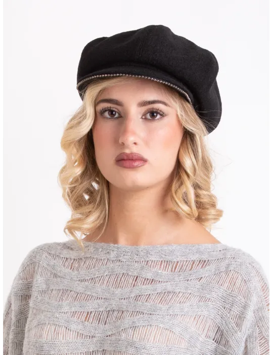 Cappelli donna Complit | Berrettone lana melange con piping antracite