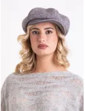 Complit Italian Hats | Wool newsboy cap in grey melange with piping
