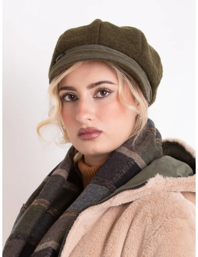 Complit military green wool newsboy hat cap