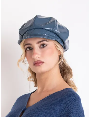 Cappelli donna Complit | Berrettone antipioggia in vernice blu avion 2