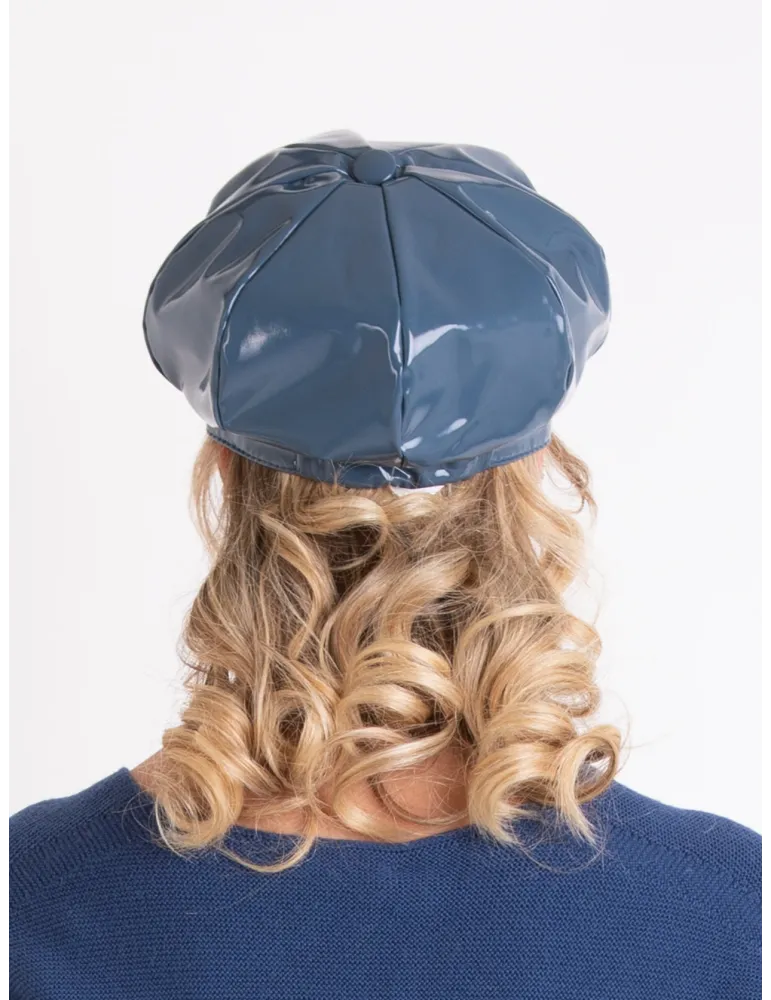 Complit Blue Waterproof Glossy Newsboy Cap