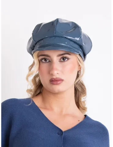 Cappelli donna Complit | Berrettone antipioggia in vernice blu avion