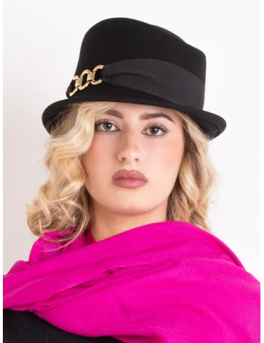 Elegant black high-crown felt hat by Complit