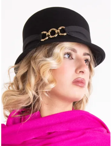 Elegant black high-crown felt hat by Complit 2