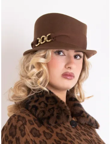 Elegant brown high-crown felt hat | Complit Italian Elegance