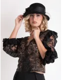 Elegant black hat in pure wool felt with veil by Complit