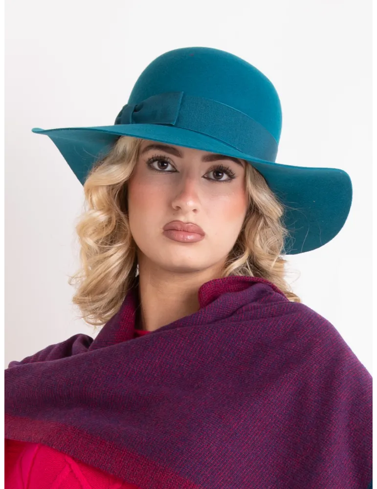 Petrol green wool Hat with wide brim by Complit