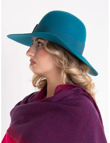 Petrol green wool Hat with wide brim by Complit 2