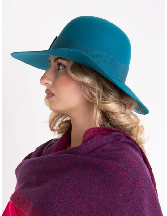 Petrol green wool Hat with wide brim by Complit
